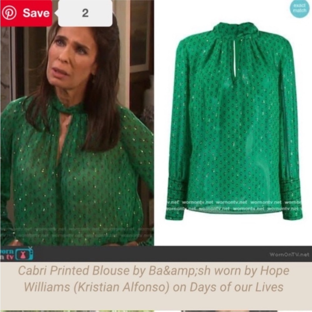 ba&sh Cabri Twisted Neck Green Semi Sheer Top Blouse SZ 0 US 4 - Picture 10 of 10